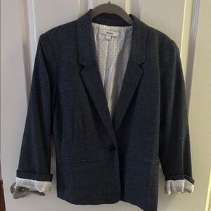 Apt. 9 Navy Textured Blazer with Polka Dot Lining